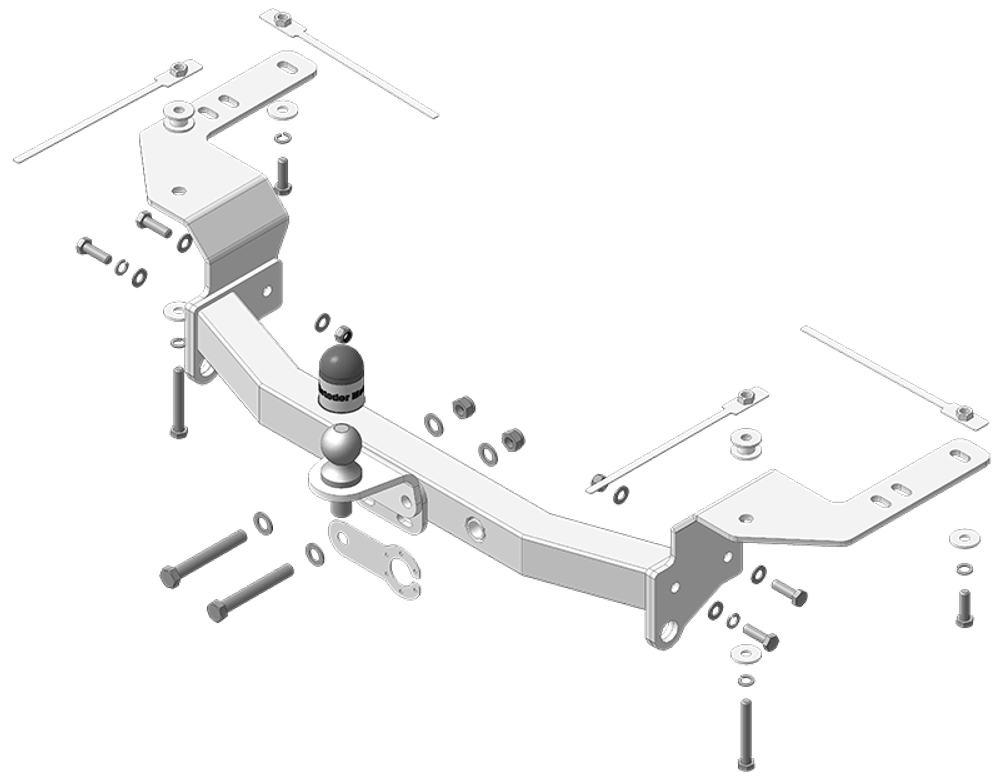 Фаркоп Motodor для ОЦИНКОВАННЫЙ Toyota Land Cruiser 200 (Excalibur и Executive) (хром. Шар)(паспорт и сертификат в комплекте)(без электрики) 92510-FE