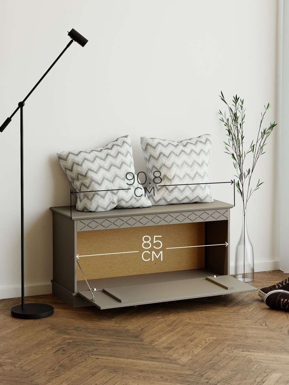 Банкетка Индра из МДФ, серая