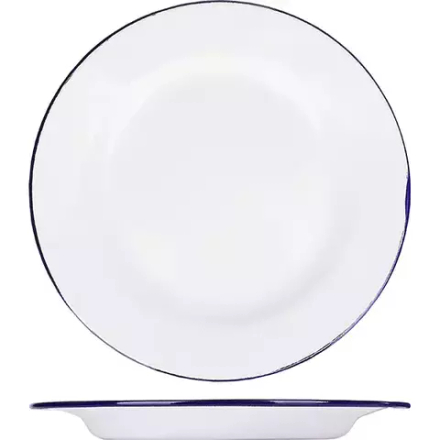 Тарелка мелкая эмалированная сталь D=26см белый,синий