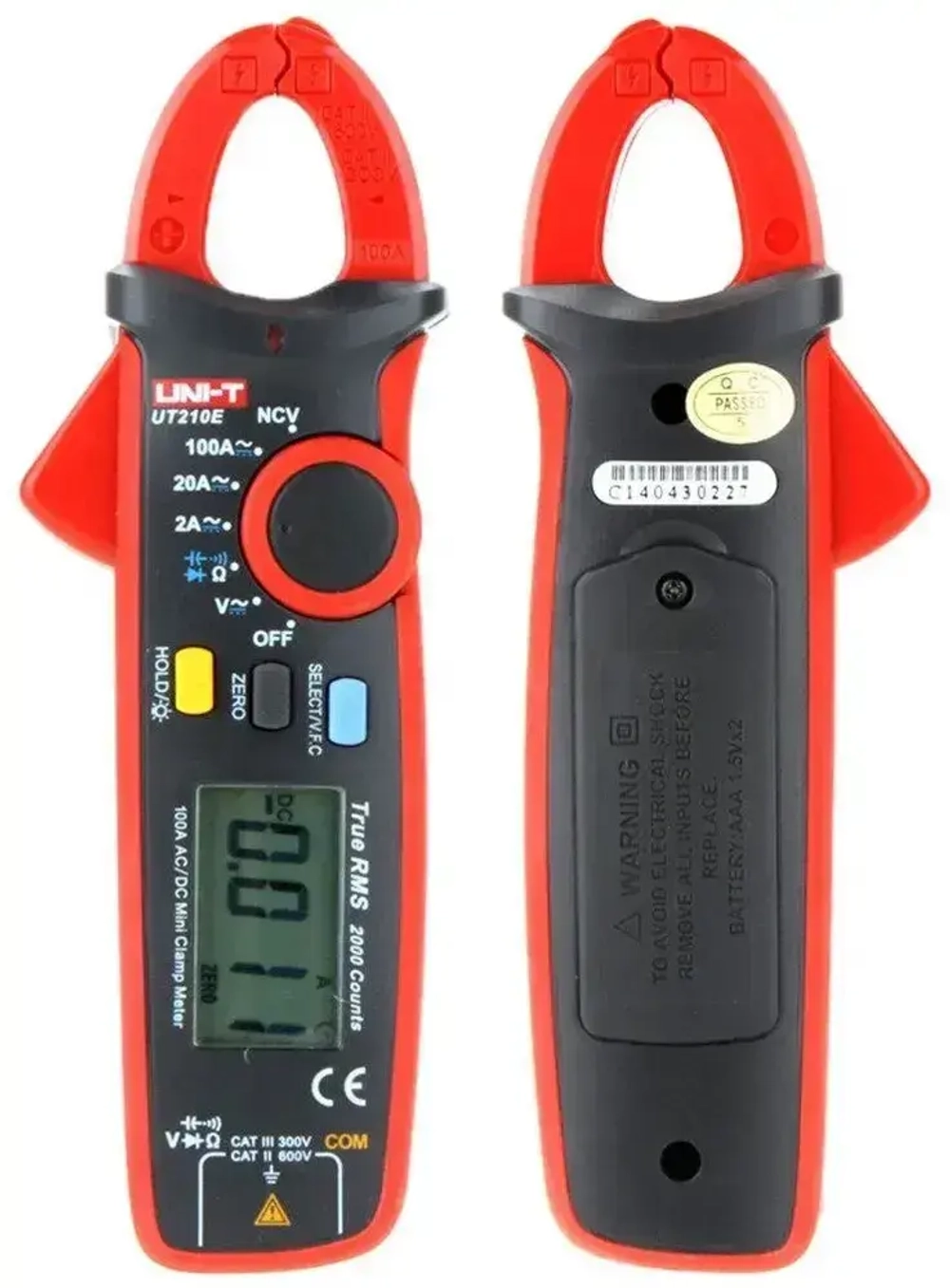 UT210E UNI-T - TRUE RMS Токовые клещи постоянного и переменного тока с прозвонкой, измерением напряжения, сопротивления, ёмкости, NCV