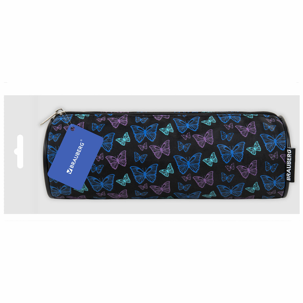 Пенал-косметичка BRAUBERG Butterflies черный 20х7х7см (4 штуки в упаковке)