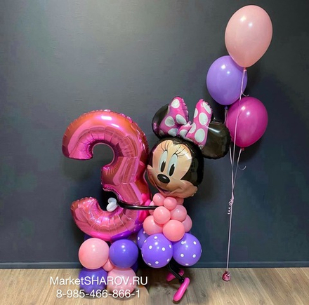 Минни Маус с цифрой и шариками, Композиция