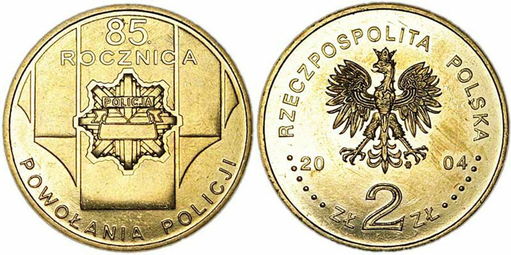 Польша 2 злотых, 2004 85 лет полиции UNC