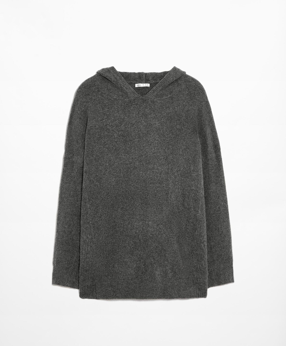 Oysho Свитер оверсайз с капюшоном, темно-серый