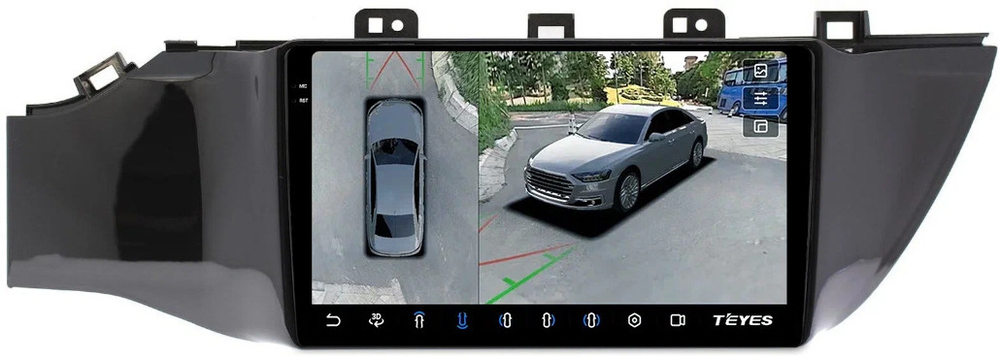 Магнитола для KIA Rio 4, Rio X-Line 2017-2020 (рамка под 9" без кнопки) - Teyes CC3-2K-360 на Android 10, 2K QLED, 6Гб+128Гб, CarPlay, 4G SIM-слот, 4 камеры в комплекте