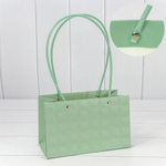 Пакет подарочный 22х13.5х10.5см Ваза для цветов "Квадраты" (Зеленый)