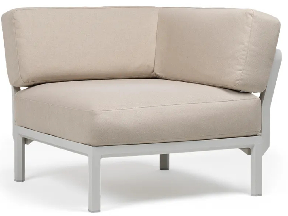 Модуль угловой пластиковый с подушками Nardi Maximo Elemento Angolo, гипс, жемчуг