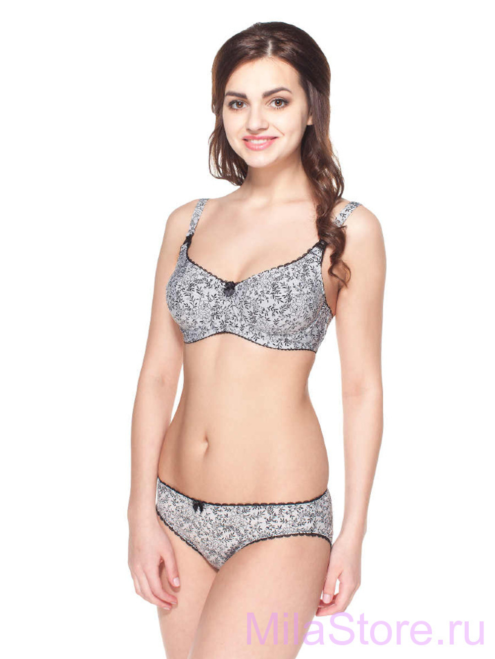 Бюстгальтер для беременных и кормящих мам 5330 серый/черный