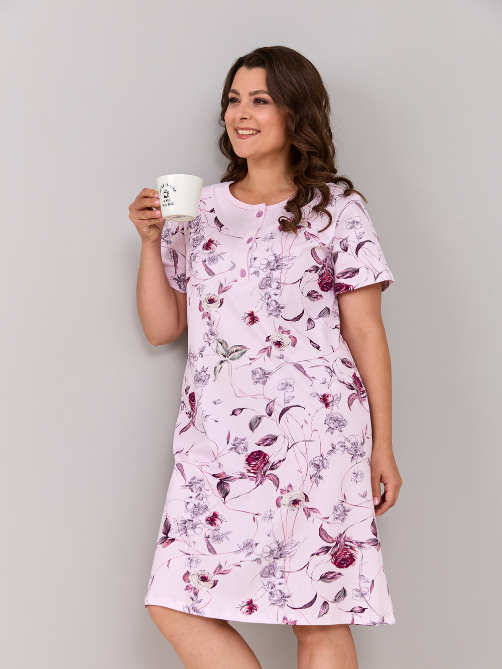 Ночная сорочка С-018/розовый-розы