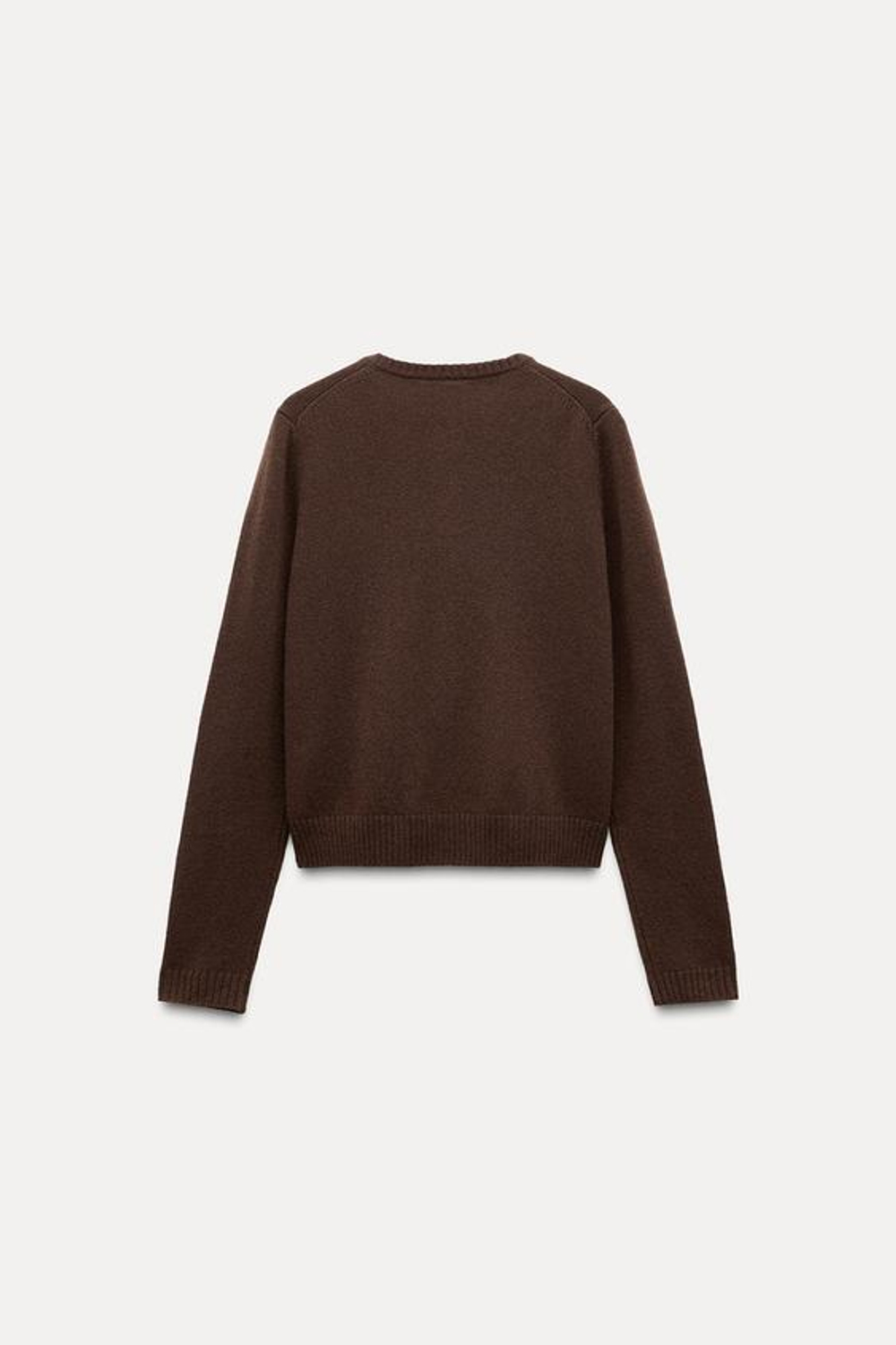 ZARA БАЗОВЫЙ КАРДИГАН ИЗ 100% ШЕРСТИ, КОРИЧНЕВЫЙ