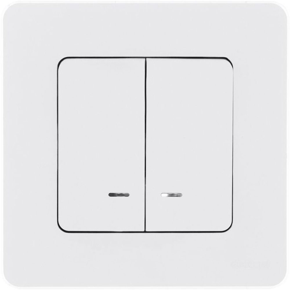 Выключатель 2-кл. Inspiria 10А IP20 250В 10AX с подсветкой/индикацией механизм бел. IEK 673630