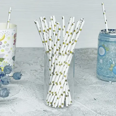 Трубочка для коктейля «Звёзды» 19,5 см d-6 мм (набор 25 шт), золото