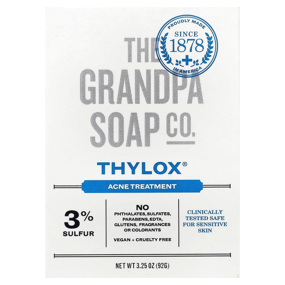 The Grandpa Soap Co., кусковое мыло для лица и тела, Thylox®, средство от акне, 92 г (3,25 унции)