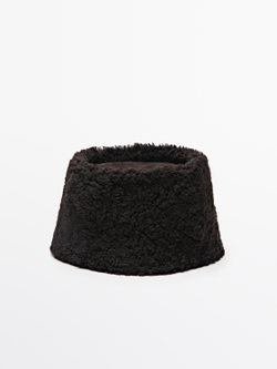 Massimo Dutti Шапка из дубленой кожи, коричневый