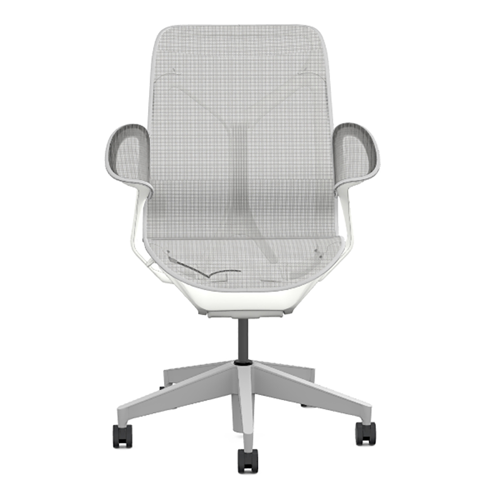 Кресло Herman Miller Cosm, средняя спинка, цвет Mineral, подлокотники «лепестки» (Leaf)