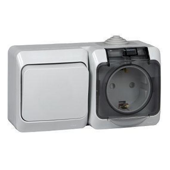 Блок розетка-выключатель Schneider Electric Этюд серый BPA16-241C