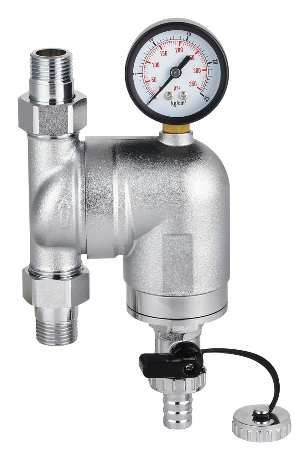 Фильтр ПОВОРОТНЫЙ с манометром (НИКЕЛ)  3/4  VER-PRO  (12/1шт)