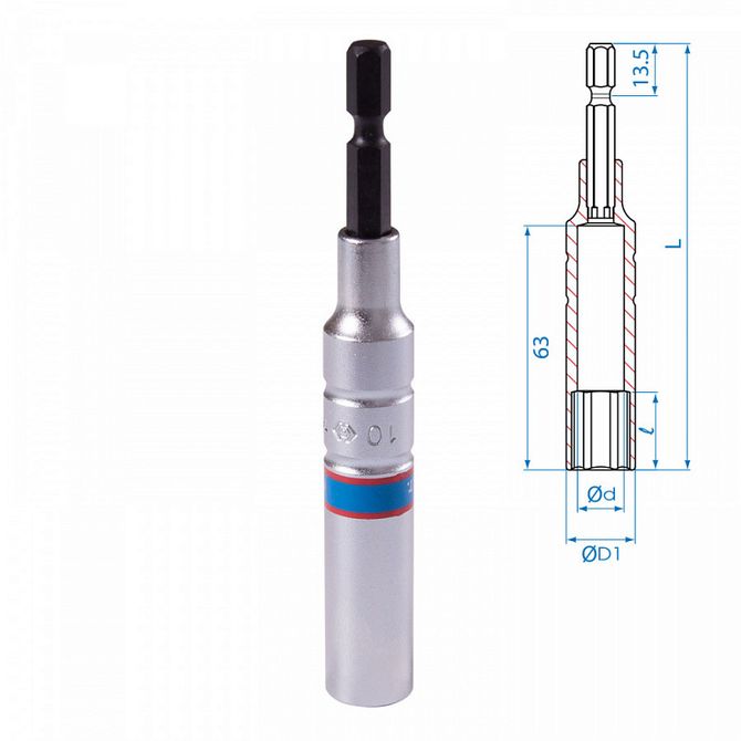 KING TONY (76C1110M) Головка для шуруповерта шестигранная 1/4", 10 мм, L = 110 мм