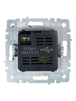 BRITE Розетка USB A+A 5В 3,1А РЮ10-1-БрА алюминий IEK