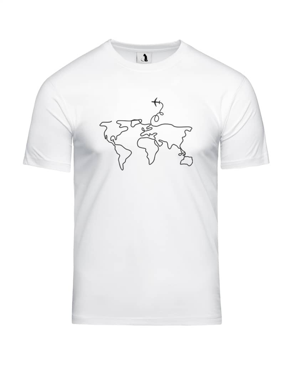 Футболка с самолетом Карта мира мужская белая