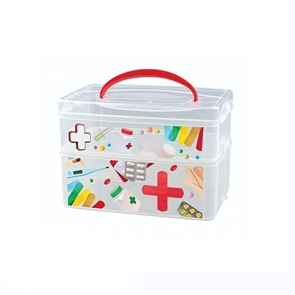 Коробка универсальная с ручкой и декором "multi box" 2 секции, 245х160х165 мм, (2л+3л) (бесцветный)