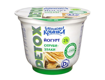 Йогурт "DETOX" Отруби-злаки D3 2% 230г. Бабушкина крынка