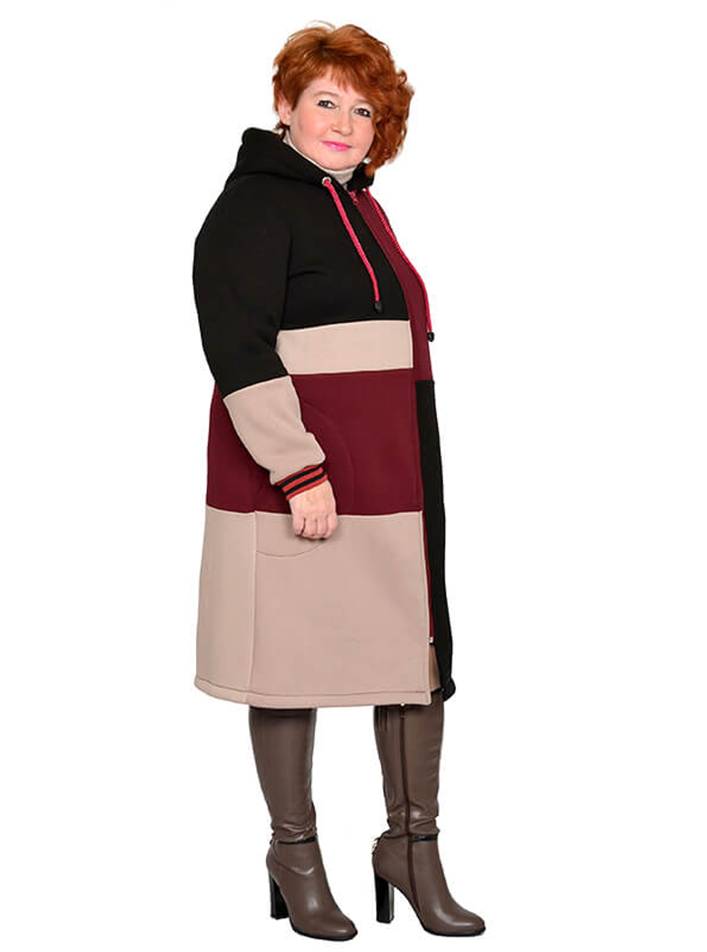 Зимняя удлинённая толстовка Брусника