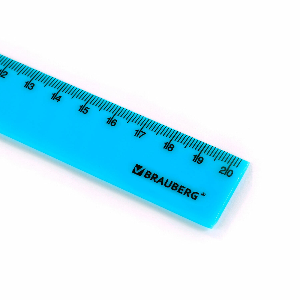 Линейка пластиковая 20 см BRAUBERG "NEON" непрозрачная ассорти (36 штук в упаковке)