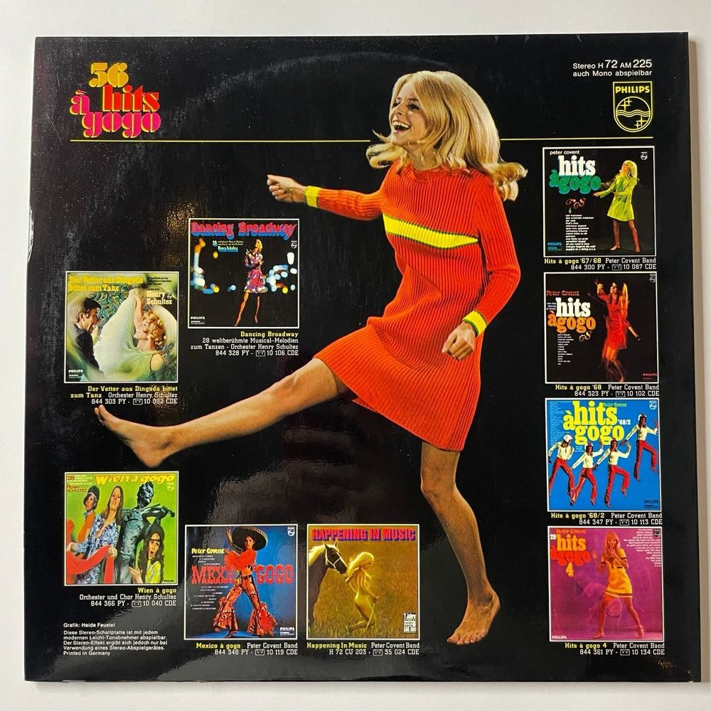 Винтажная виниловая пластинка LP Peter Covent Band 56 Hits A Gogo (Germany 1968)