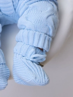 Комплект вязаный новорожденному: комбинезон+шапка+пинетки