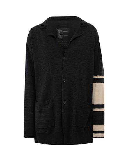 NUDE:MASAHIKO MARUYAMA КАРДИГАН ЧЕРНЫЙ С ПОЛОСКОЙ НА РУКАВЕ