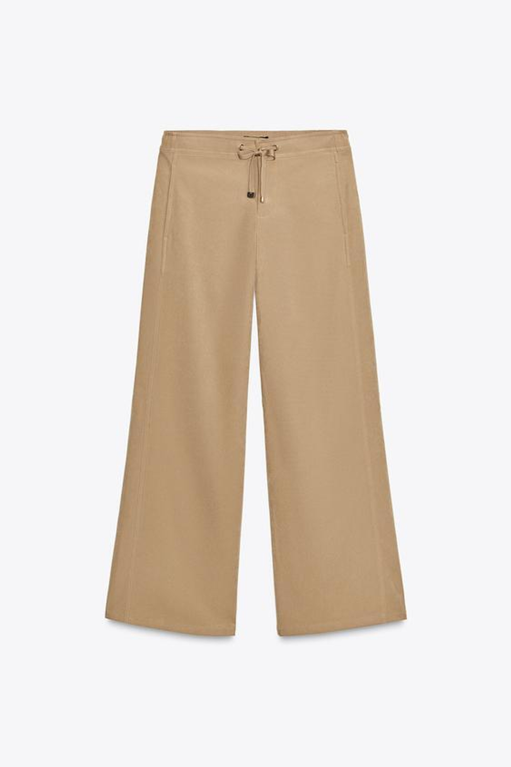 ZARA БРЮКИ WIDE LEG, МЯГКИЙ КАШТАНОВЫЙ