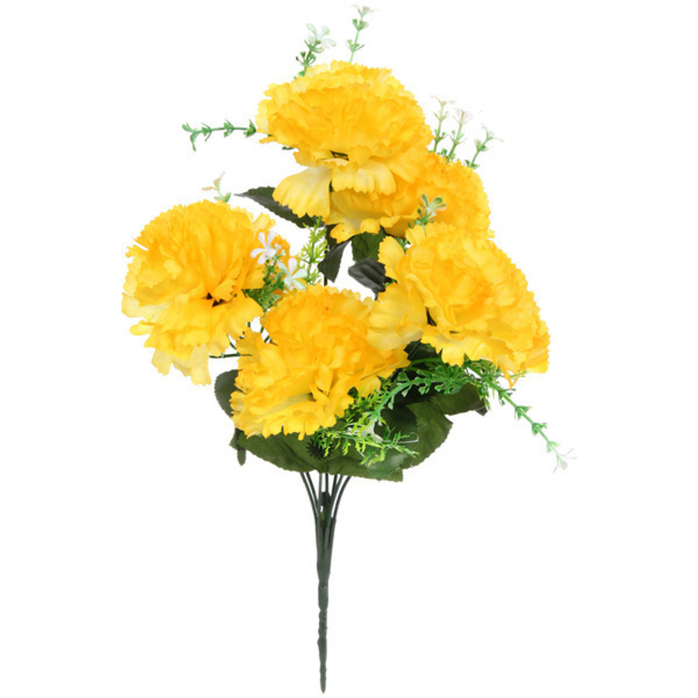 Букет цветов 35см «Гвоздика» желтый 7 цветков