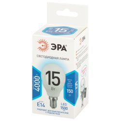 Лампа светодиодная ЭРА STD LED P45-15W-840-E14 E14 15 Вт шар нейтральный белый свет | Лампы cветодиодные Шар (G/P)