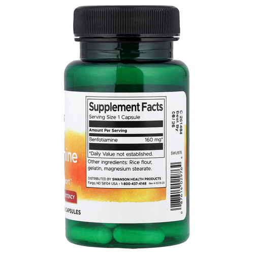 Swanson, Бенфотиамин, высокоэффективный, 160 мг, 60 капсул