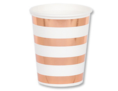 Стакан фольгированный розовое золото 210 мл, 6 шт.