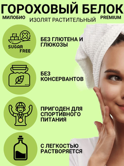 Гороховый белок изолят растительный, протеин МилоБио 1кг