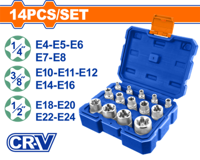 Набор торцевых головок Е-типа 14 шт WADFOW WST3D14