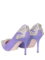 Женские туфли замшевые сиреневые с аппликацией