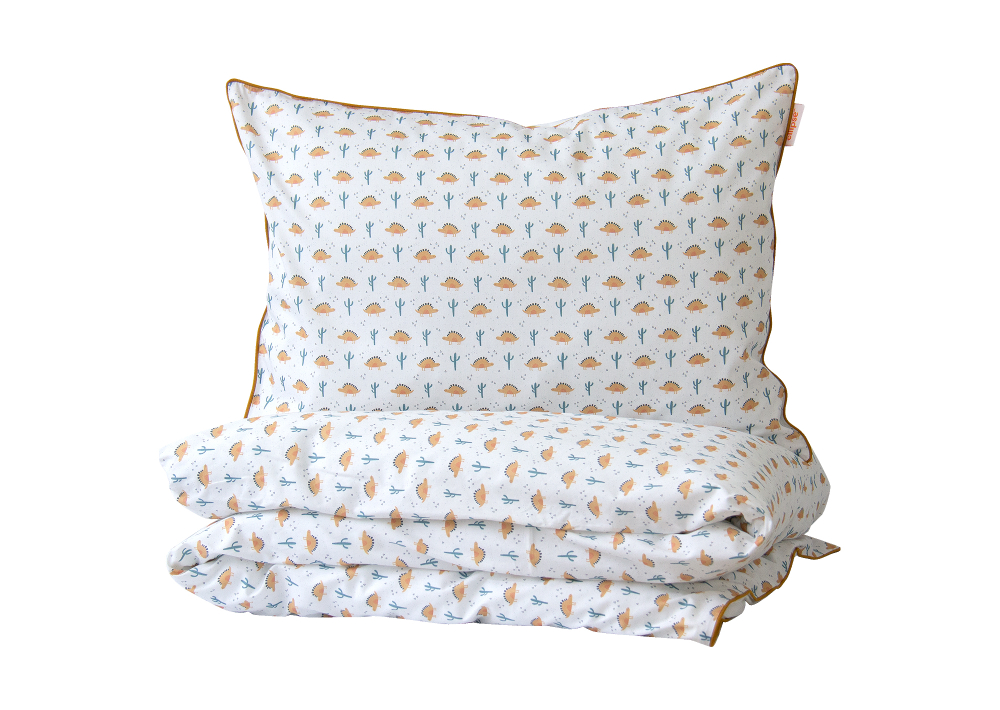 Комплект постельного белья «Жёлтые динозаврики» (кант, сатин)