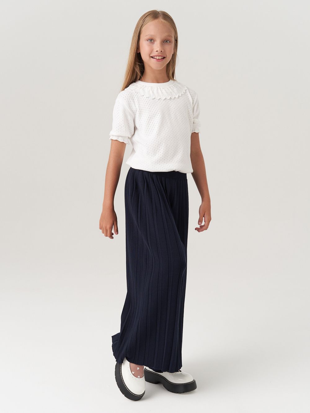 Школьные широкие брюки для девочки AT726-2 синий