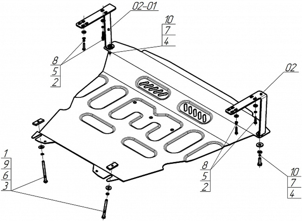 Защита картера двигателя, КПП, 2 мм, Сталь. для KIA Picanto 2004-2011, Motodor.71006