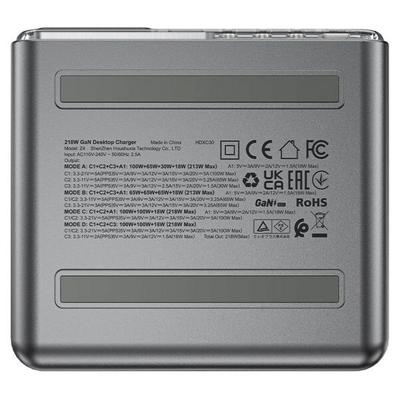 Зарядное устройство AceFast Z4 PD218W GaN 3*USB-C+USB-A (AF-Z4-GY) Space Gray