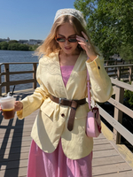 Льняной пиджак лимонный