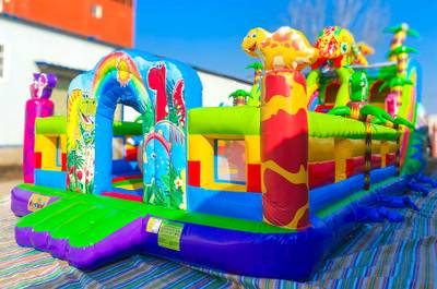 Коммерческий надувной батут «Хамелеон и динозавры Ультра 2» 12*6*6 м