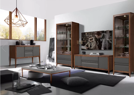 АСПЕН Шкаф-витрина 2дв. ГМ 1622Е/дуб (АНТРАЦИТ/ТАБАК)