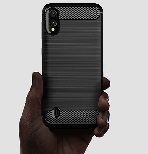 Чехол для Samsung Galaxy A10 (Galaxy M10) цвет Black (черный), серия Carbon от Caseport