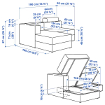 Диван 2-местный - IKEA JÄTTEBO/JATTEBO, 87x160x190см, серый/светло-серый, ЙЕТТЕБО ИКЕА
