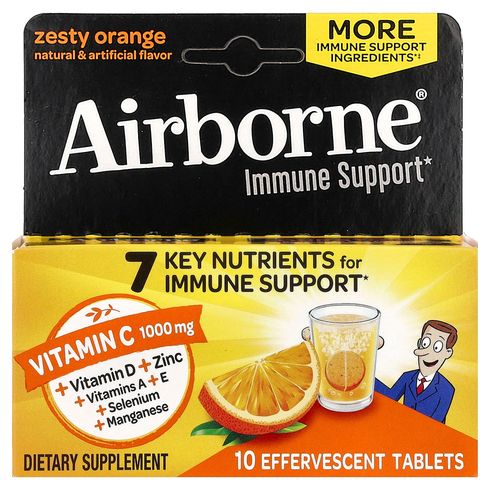 AirBorne, добавка для поддержки иммунной системы, со вкусом апельсина, 10 шипучих таблеток