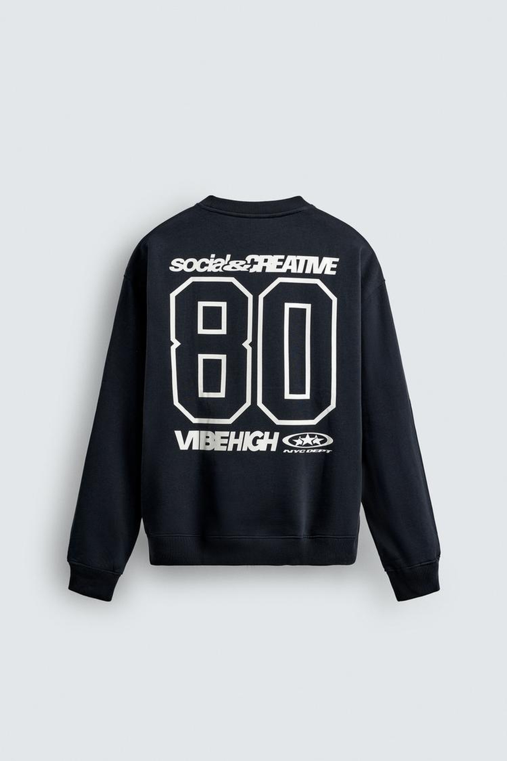 ZARA ТОЛСТОВКА С КОМБИНИРОВАННЫМ ПРИНТОМ, СИНИЙ